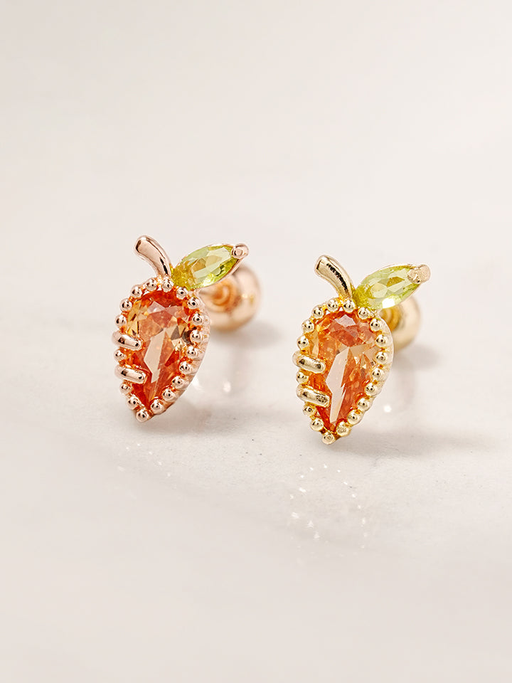 14K Solid Gold Bunny Bunny Carrot Rabbit Cartilage Earring 20G