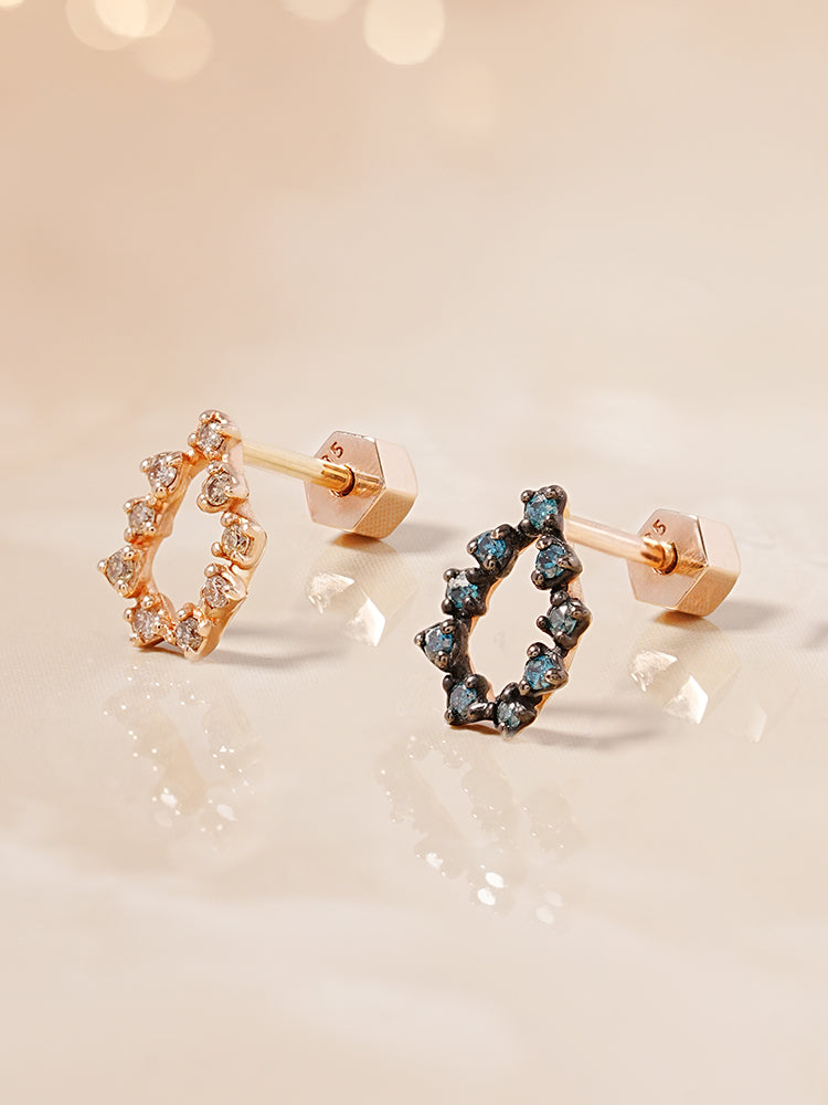 14K Solid Gold Circle of Star Cartilage Earring 18G