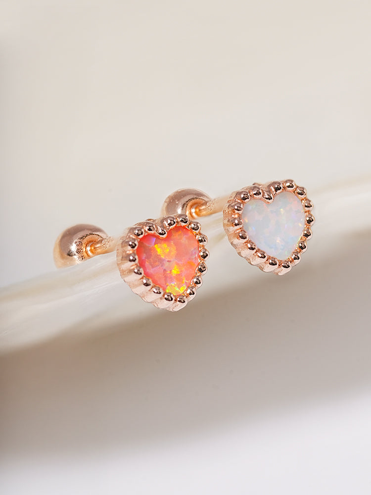 14K Solid Gold Bold Classic Antique Heart Cartilage Earring 20G