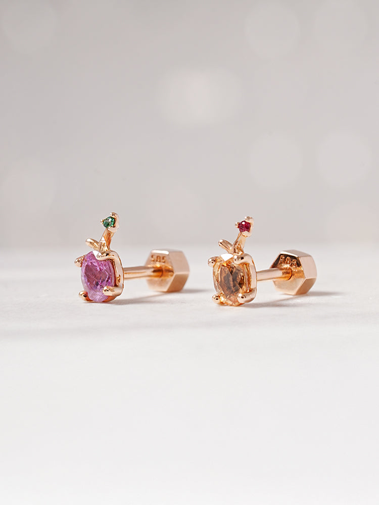 14K Gold Color Sapphire Fruits Cartilage Earring 18G