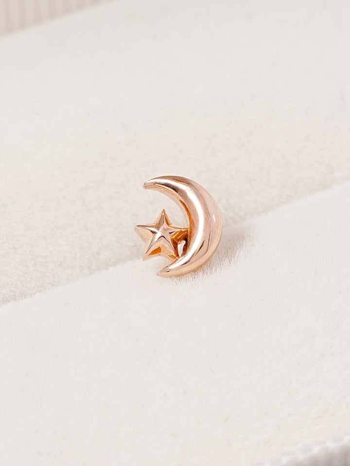 14K Solid Gold Dreaming Night Cartilage Earring 18G16G