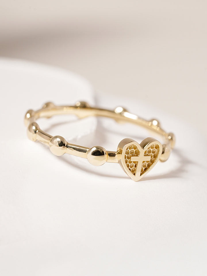 14K 18K Pray Heart Ring