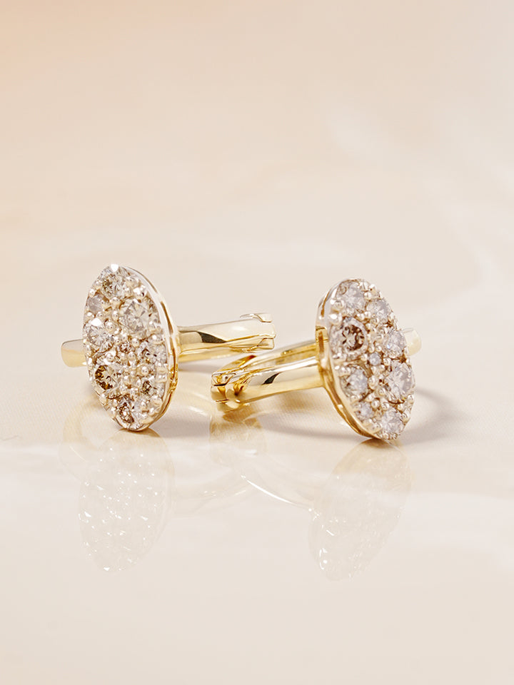 14K 18K Solid Gold Glitter Oval Diamond Cartilage Hoop Earring