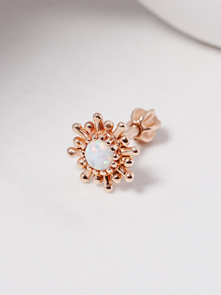 14K Gold Golden Sunrise Opal Cartilage Earring 18G16G