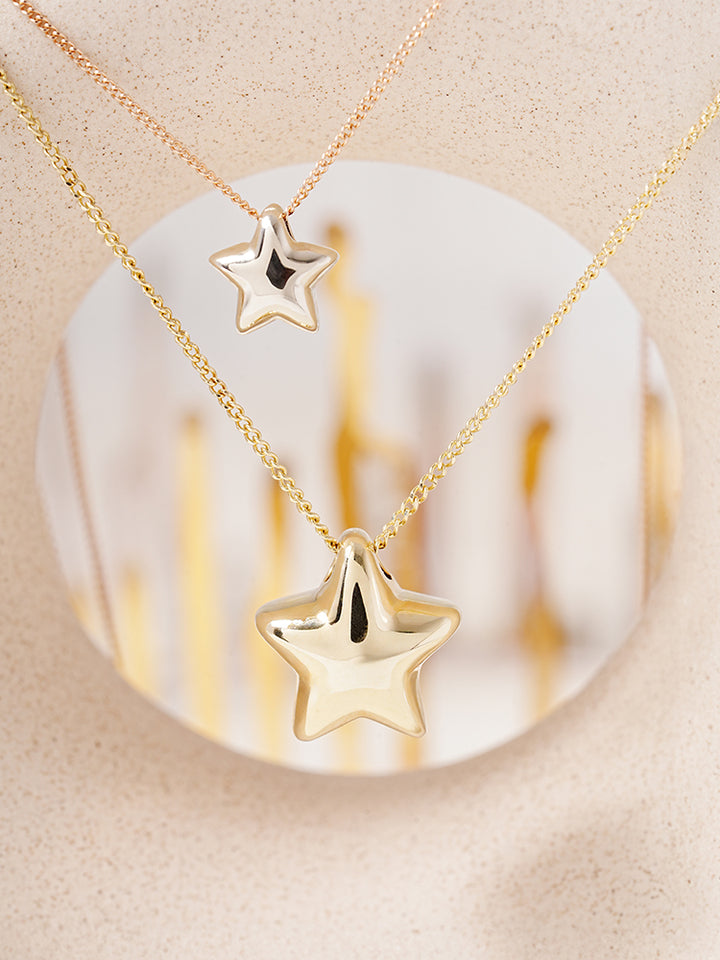 14K Solid Gold Star Golden Layer Necklace