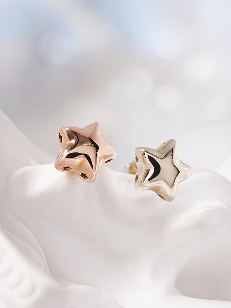 14K Solid Gold Star Golden Layer Cartilage Earring 18G