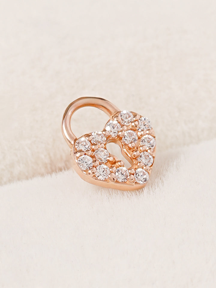 14K Gold Heart Love Lock Cartilage Earring 18G16G