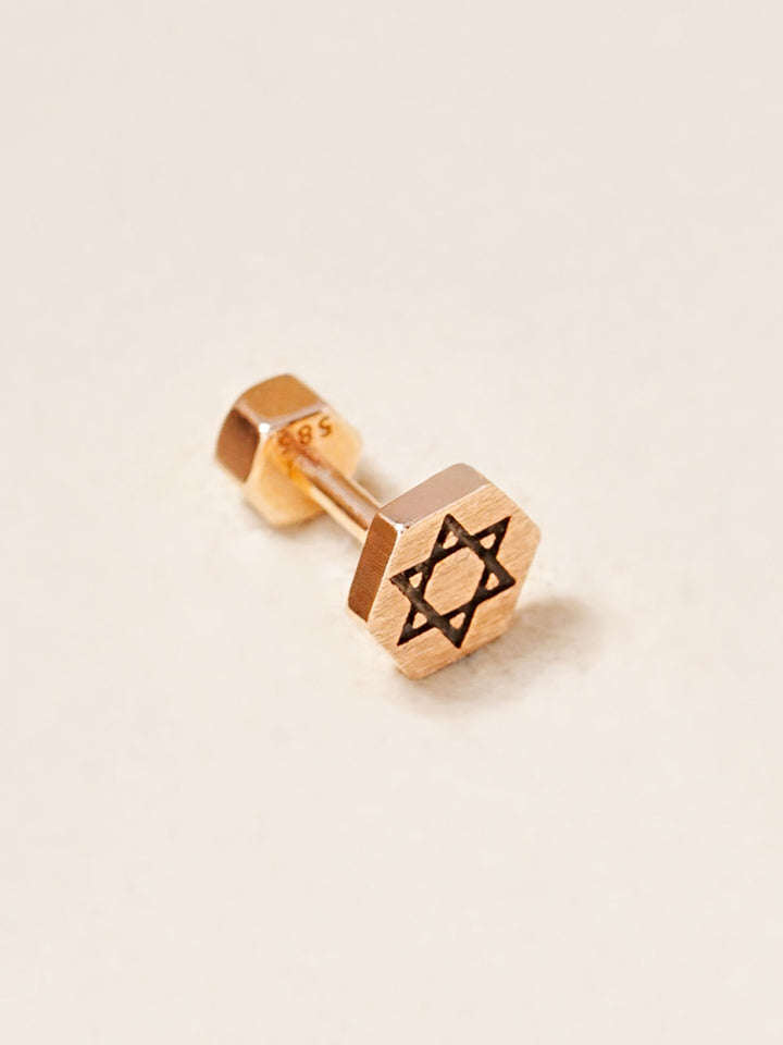 14K Gold Hexa Stella Symbol Cartilage Earring 18G