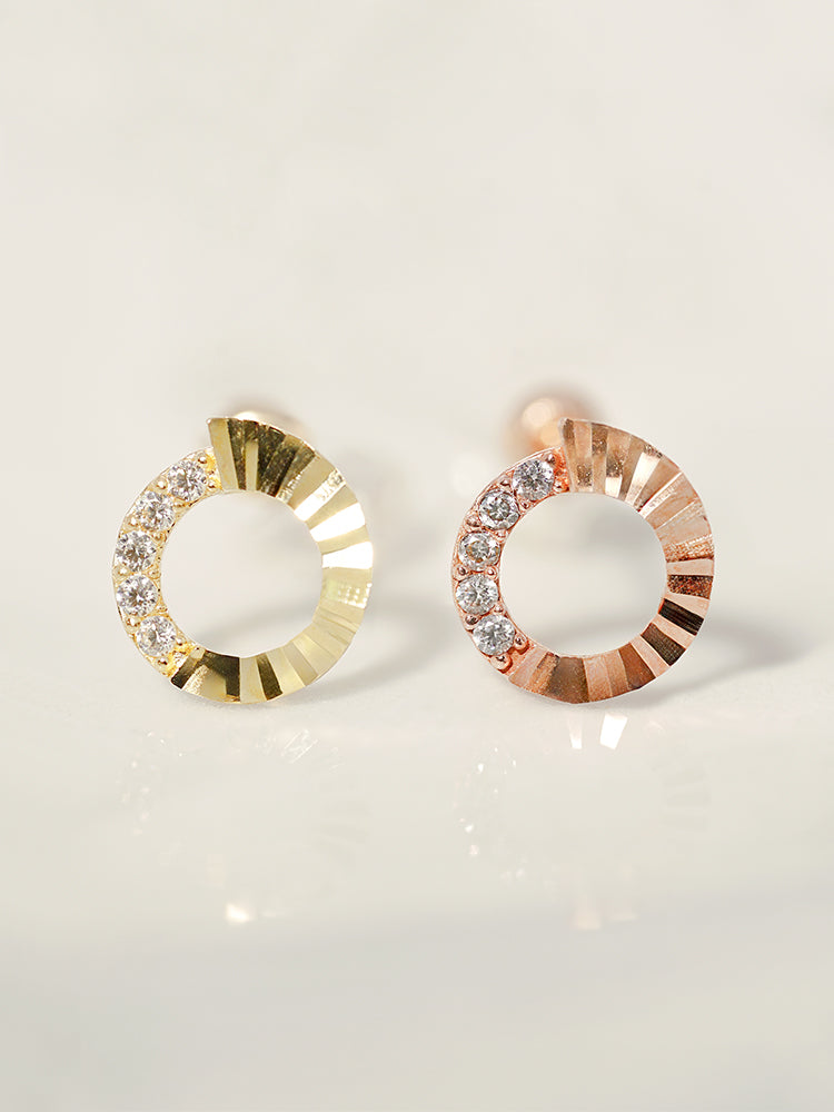 14K Solid Gold Jackpot Round Cut Cubic Cartilage Earring 20G