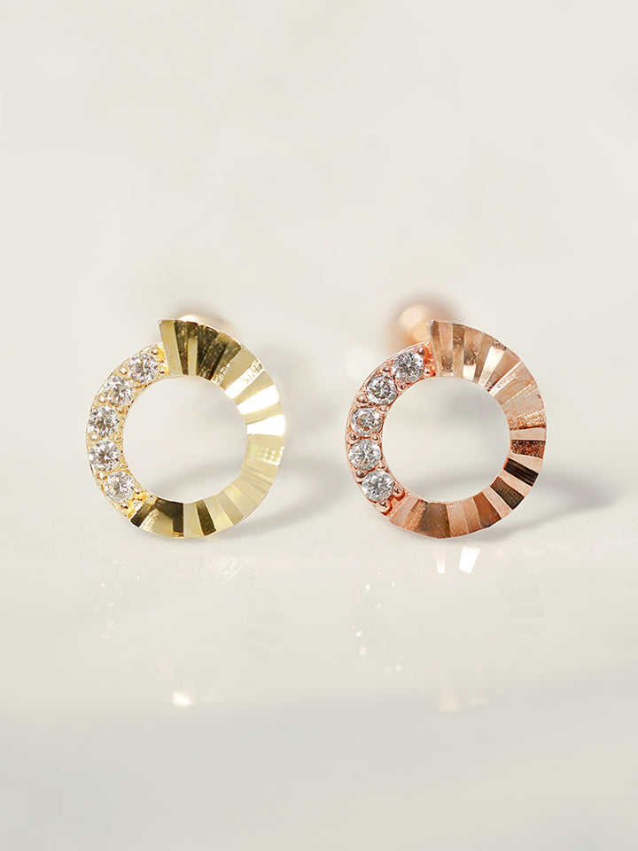 14K Solid Gold Jackpot Round Cut Cubic Cartilage Earring 20G