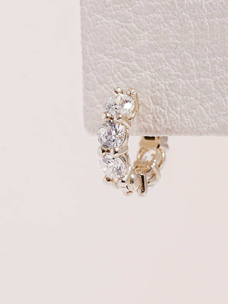 14K 18K Solid Gold Lab Diamond Eternity Tennis Cartilage Hoop Earring