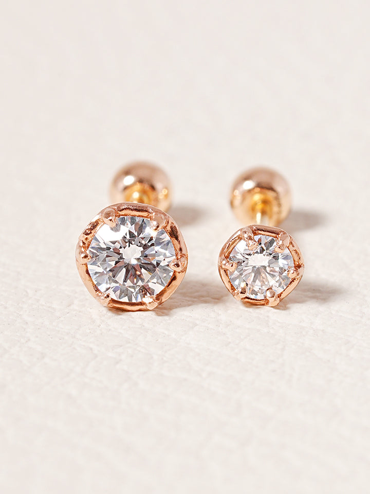 14K Solid Gold Lab Diamond Grace Cartilage Earring 20G18G16G