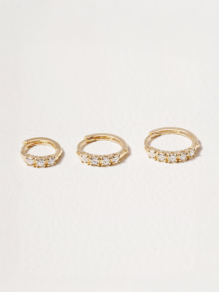 14K 18K Solid Gold Lab Diamond Layered Daily Cartilage Hoop Earring