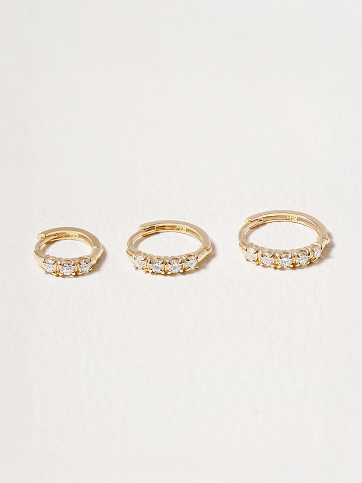 14K 18K Solid Gold Lab Diamond Layered Daily Cartilage Hoop Earring