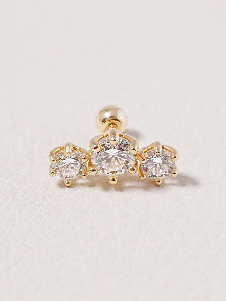 14K Solid Gold Lab Diamond Lumiere Cartilage Earring 20G18G16G