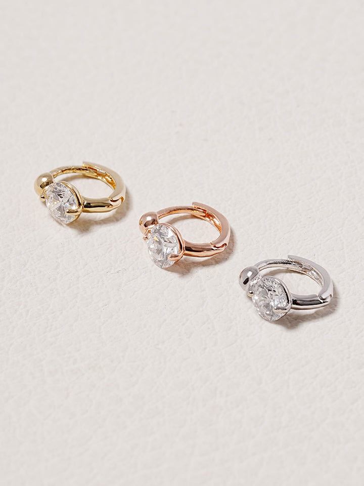 14K 18K Solid Gold Lab Diamond Mini Rediant Cartilage Hoop Earring