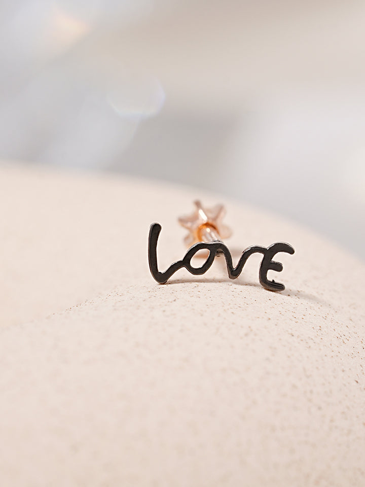 14K Gold Lettering Tattoo Cartilage Earring 18G16G