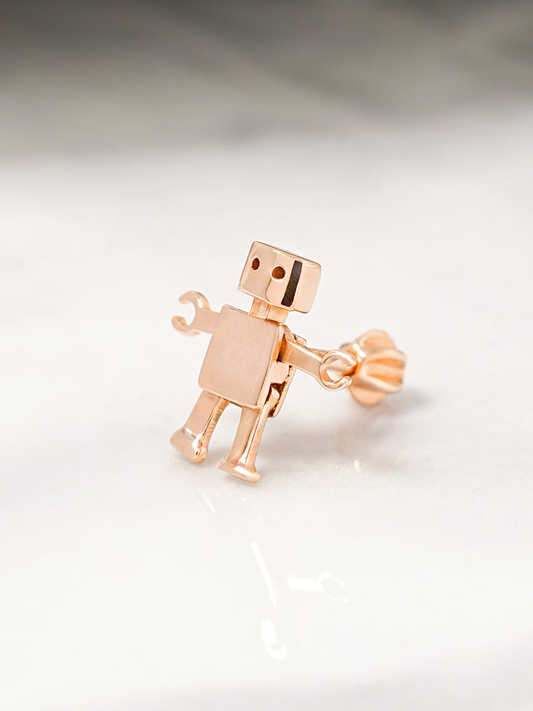 14K Gold Little Joint Robot Cartilage Earring 18G16G