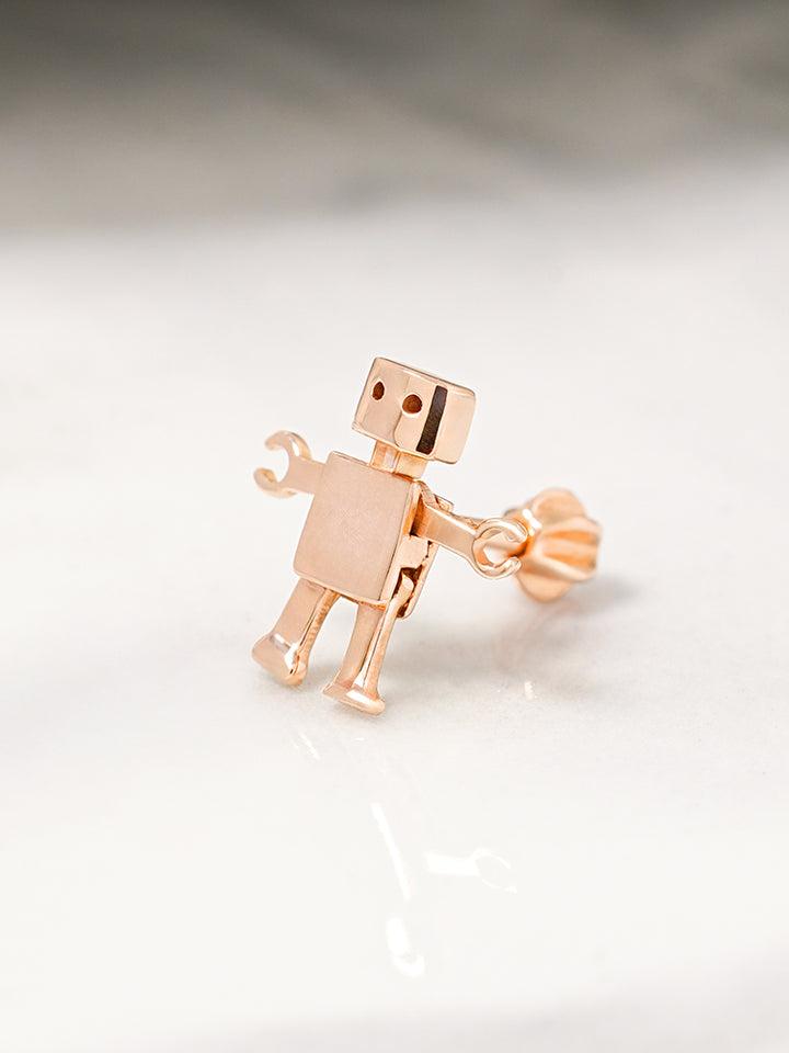 14K Gold Little Joint Robot Cartilage Earring 18G16G