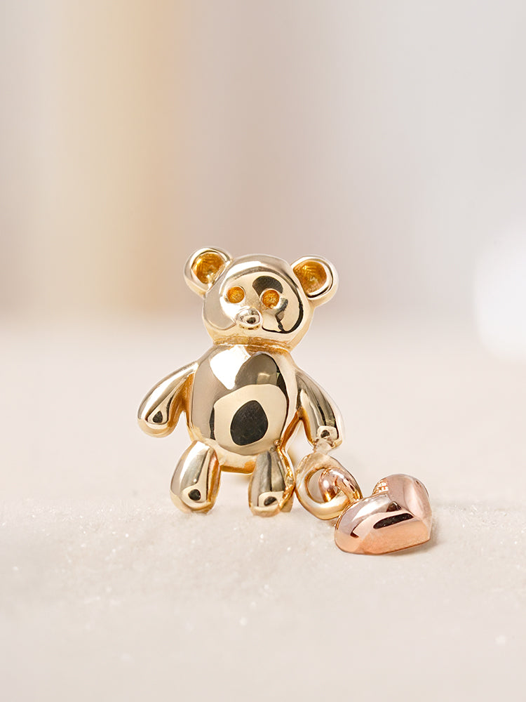 14K Gold Love Heart Bear Cartilage Earring 18G16G