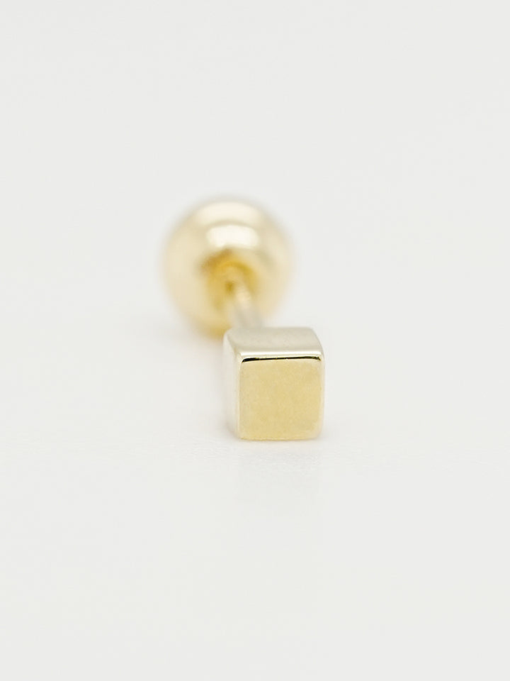 14K Solid Gold Micro Cube Box Cartilage Earring 20G