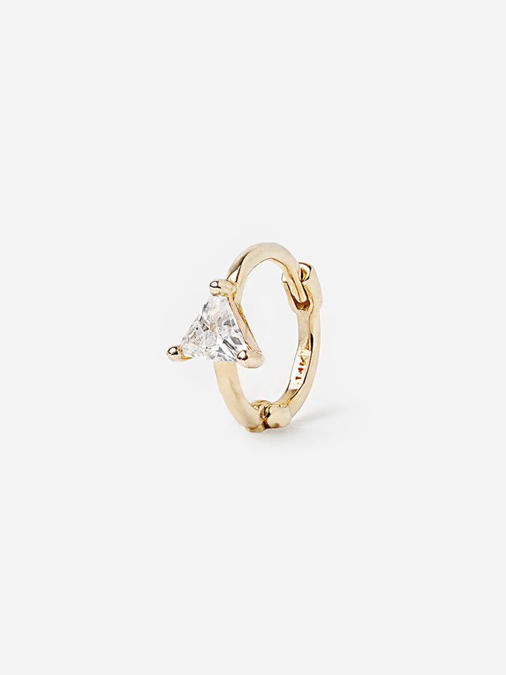 14K Solid Gold Mini Point Cubic Cartilage Hoop Earring