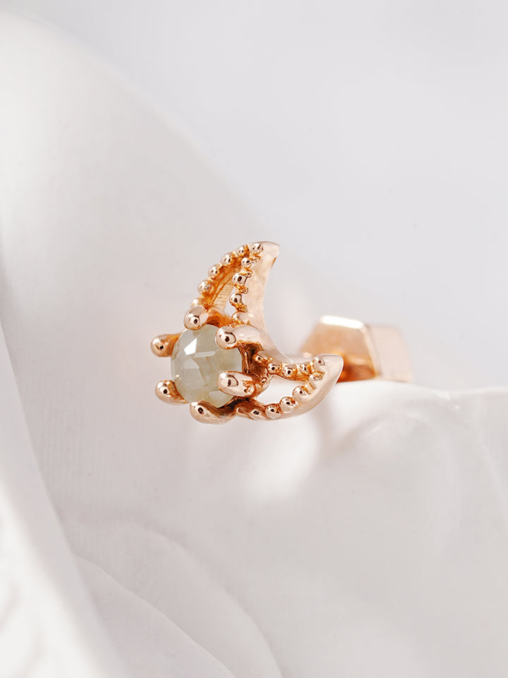 14K Gold Moon Rough Cartilage Earring 18G