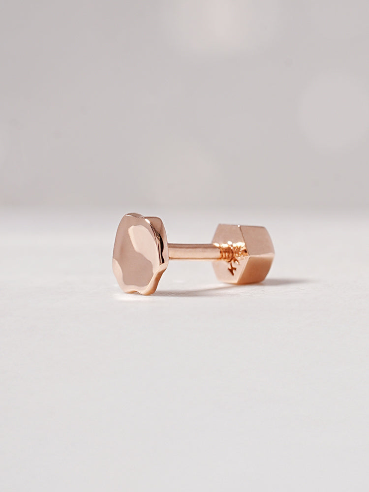 14K Gold Rough Disc Cartilage Earring 18G