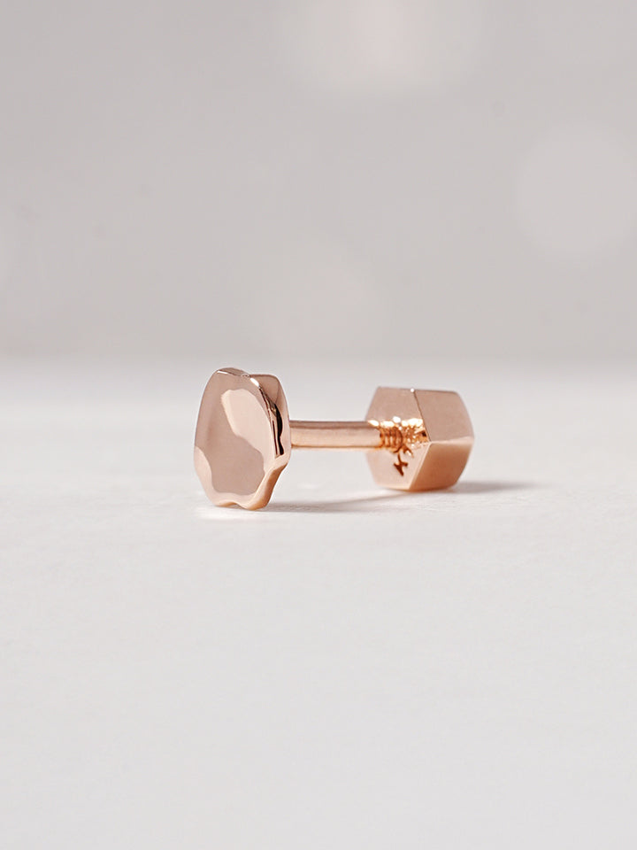 14K Gold Rough Disc Cartilage Earring 18G