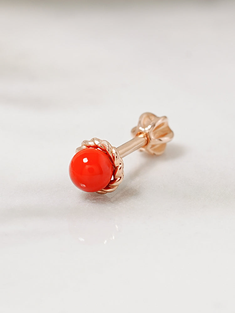 14K Solid Gold Ruby Ball Point Cartilage Earring 18G16G