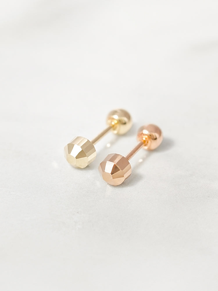 14K Solid Gold Shining Circular Cut Cartilage Earring 20G