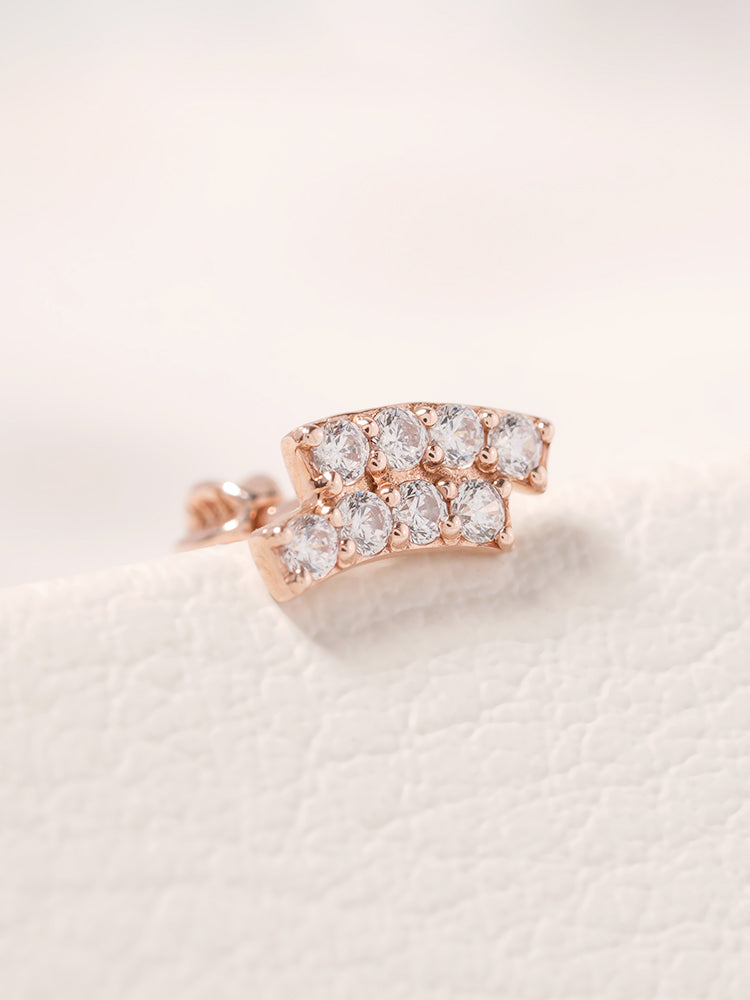 14K Gold Wave Line Cartilage Earring 18G16G