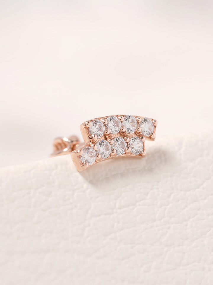 14K Gold Wave Line Cartilage Earring 18G16G