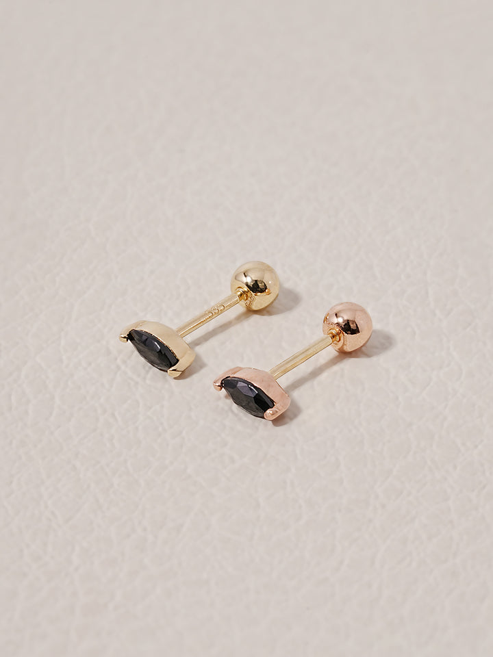 14K Solid Gold Black Boat Cubic Cartilage Earring 20G18G16G
