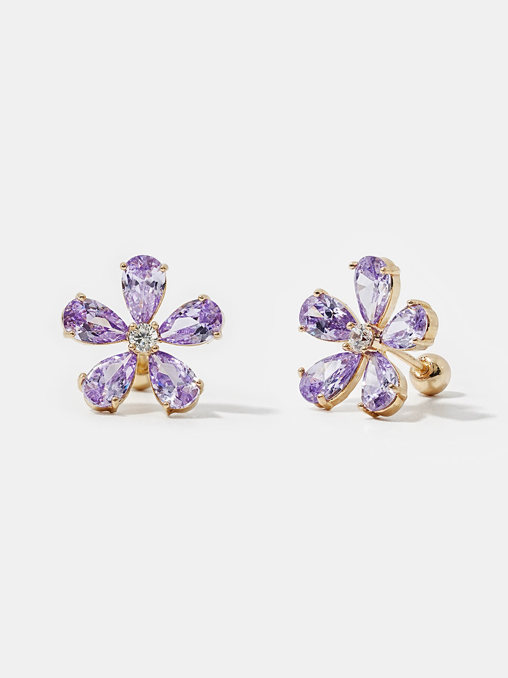 14K Solid Gold Big Flower Color Cubic Cartilage Earring 20G