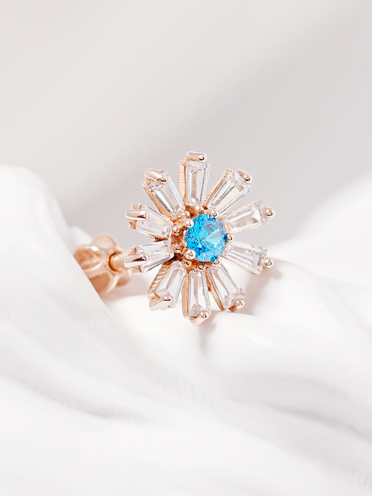 14K Gold Blue Sunshine Cartilage Earring 18G16G