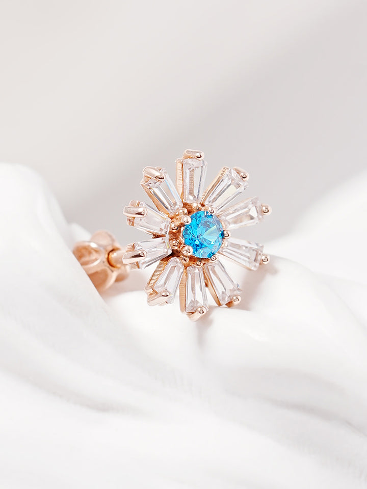 14K Gold Blue Sunshine Cartilage Earring 18G16G