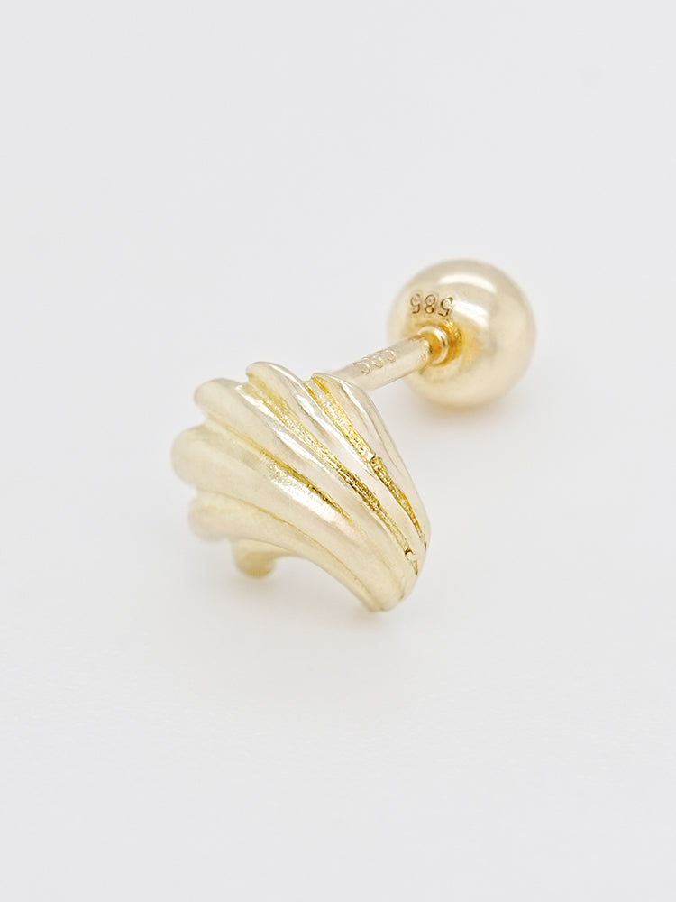 14K Solid Gold Bold Mini Shell Cartilage Earring 20G