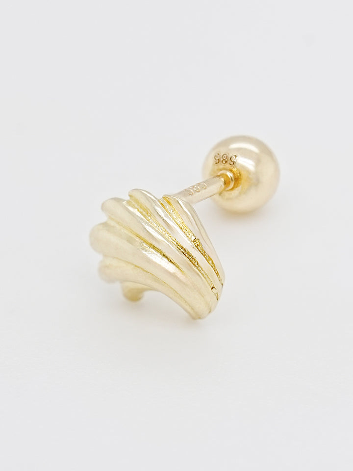14K Solid Gold Bold Mini Shell Cartilage Earring 20G