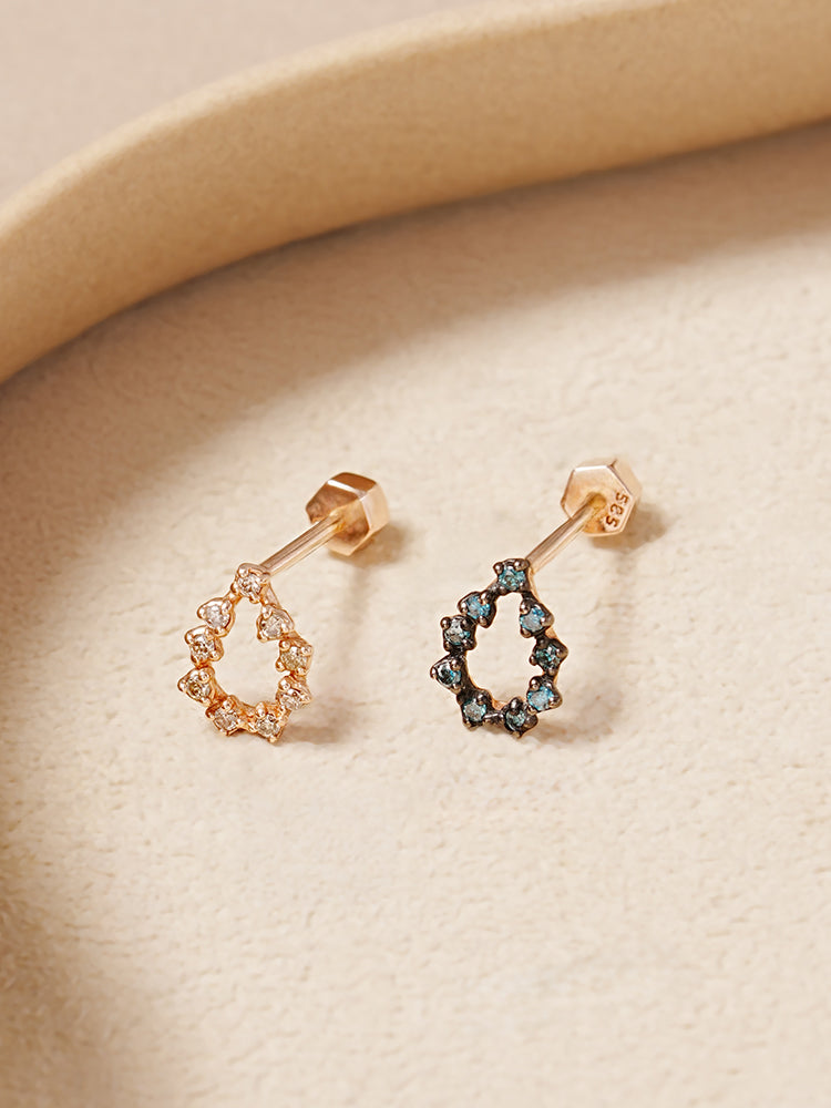 14K Solid Gold Circle of Star Cartilage Earring 18G