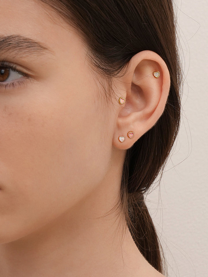 14K Solid Gold Bold Classic Antique Heart Cartilage Earring 20G