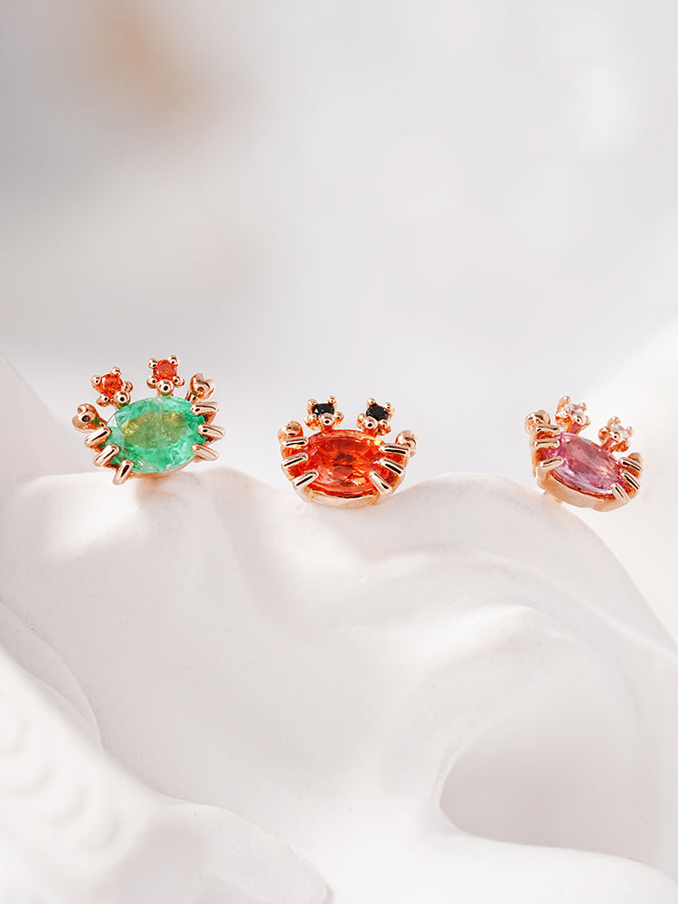 14K Gold Sapphire Sea Crab Cartilage Earring 18G