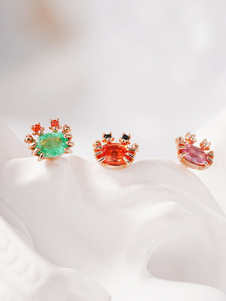 14K Gold Sapphire Sea Crab Cartilage Earring 18G