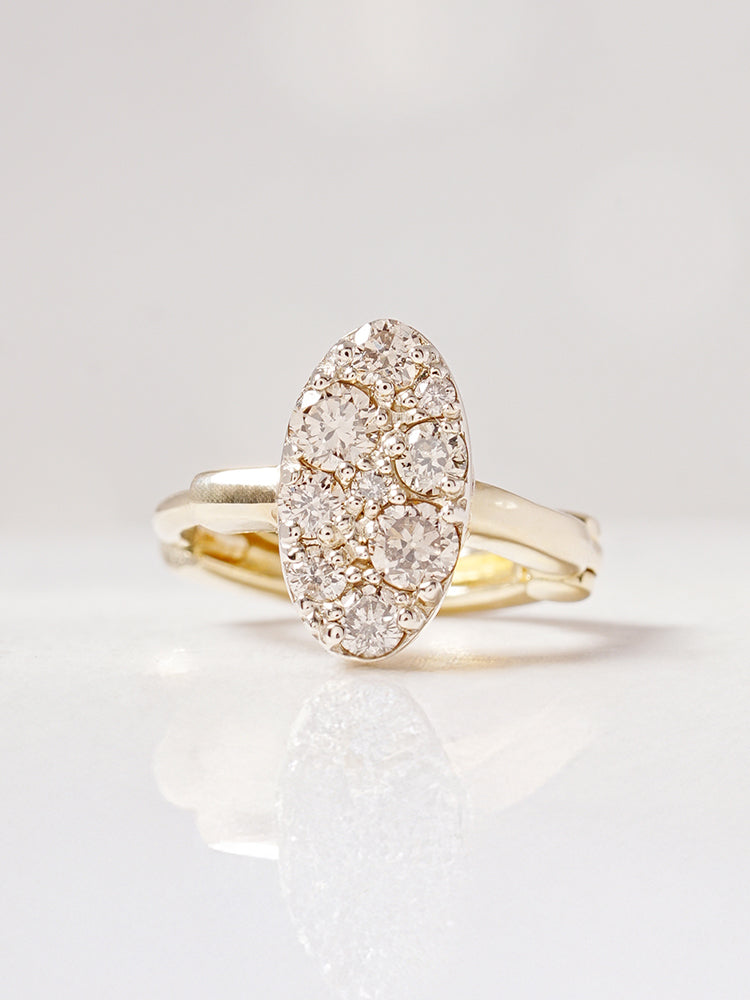 14K 18K Solid Gold Glitter Oval Diamond Cartilage Hoop Earring