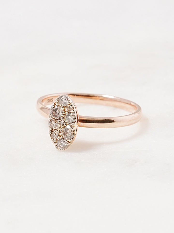 14K 18K Solid Gold Glitter Oval Diamond Ring