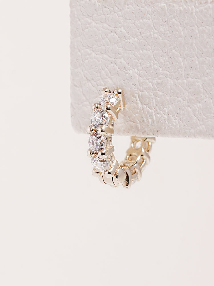 14K 18K Solid Gold Lab Diamond Eternity Tennis Cartilage Hoop Earring