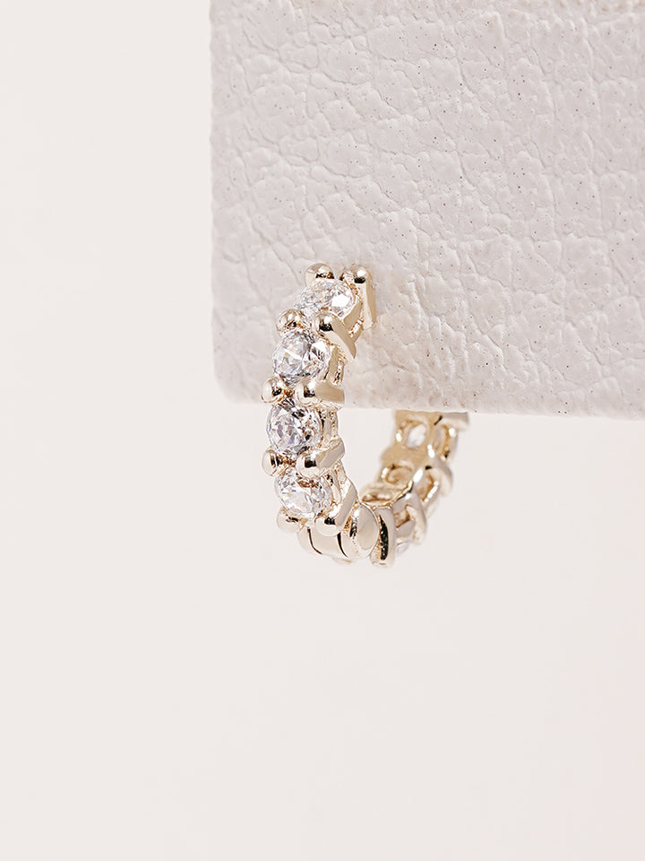 14K 18K Solid Gold Lab Diamond Eternity Tennis Cartilage Hoop Earring