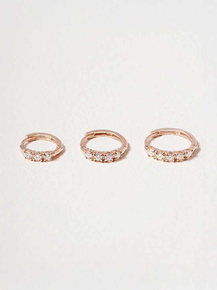 14K 18K Solid Gold Lab Diamond Layered Daily Cartilage Hoop Earring