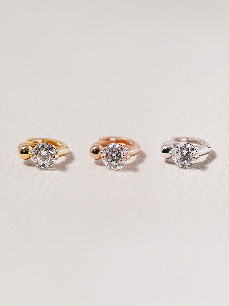 14K 18K Solid Gold Lab Diamond Mini Rediant Cartilage Hoop Earring