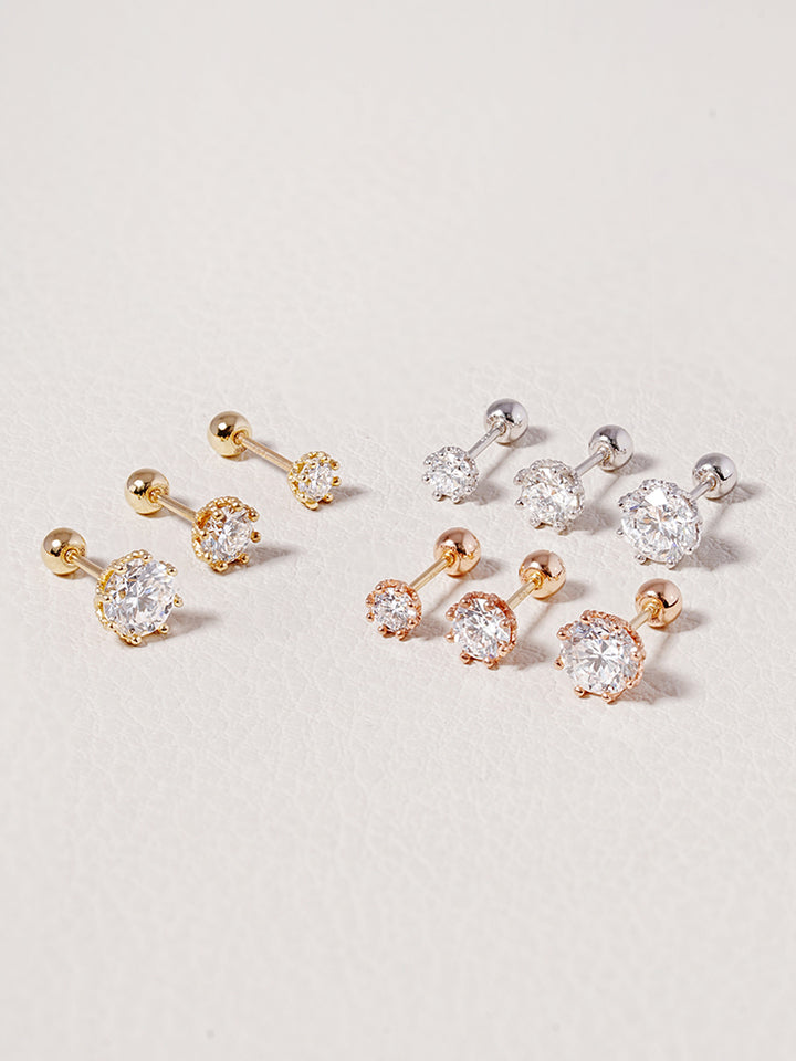 14K Solid Gold Lab Diamond Queen's Bloom Cartilage Earring 20G18G16G